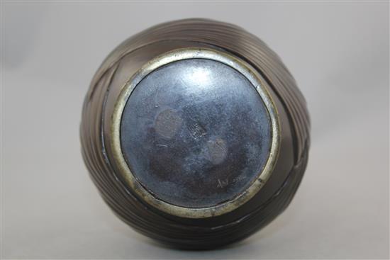 A Japanese bronze two handled bottle vase, 19th century, 25cm.